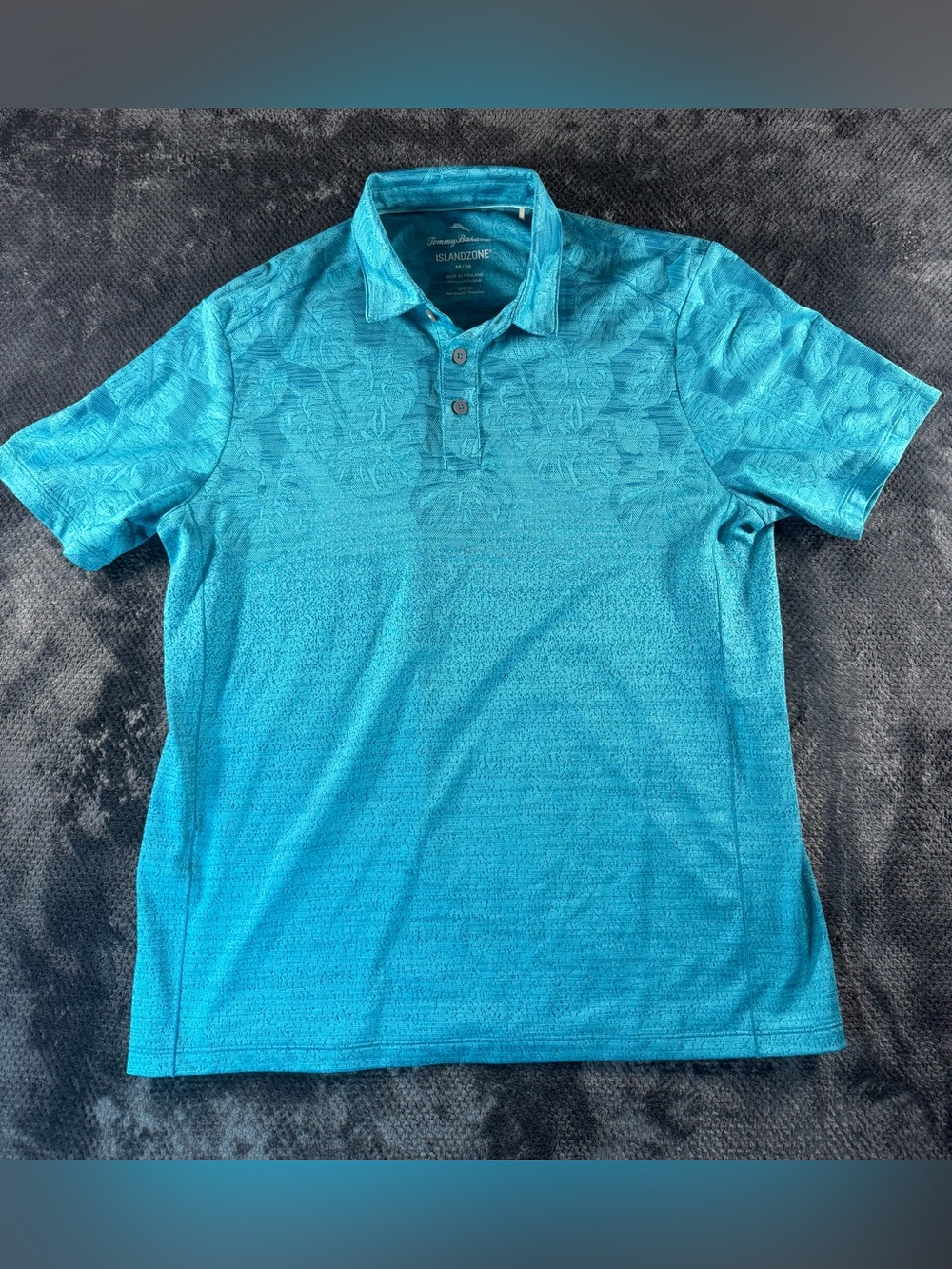 Tommy Bahama Men's Teal Blue Patterned Polo
